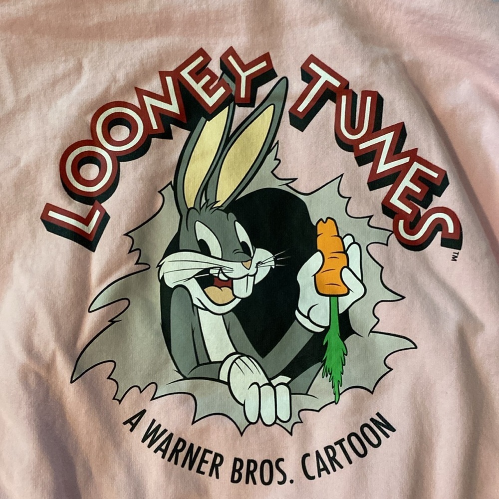 Looney Tunes Bugs Bunny pink unisex large cotton hoodie